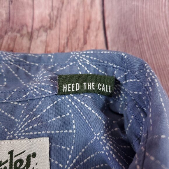 Howler Bros Mens Size Medium Mansfield Sashiko Shell Blue Heed The Call Shirt - Picture 11 of 14